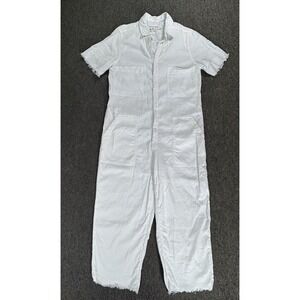 Frank & Eileen Jumpsuit Womens L White Northern Ireland Raw Hem Coverall USA